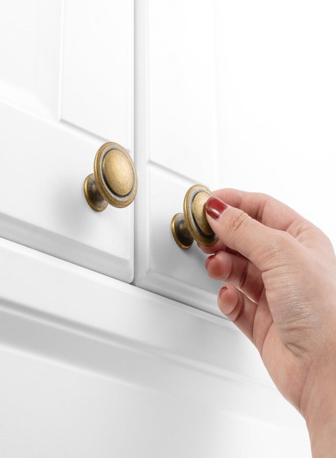 KOOFIZO Round Cabinet Knobs Antique Brass Cabinet Pulls, Dia. 1-1/4 Inch, 10 Pack Brass Drawer Knobs for Kitchen Cabinets 1960 Drawers Dresser Cupboard Bedroom Bathroom - Image 4